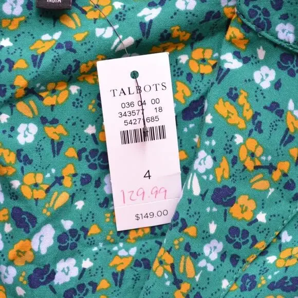 Talbots NWT Maxi Dress Green Floral Flower Size 4 - Picture 4 of 5